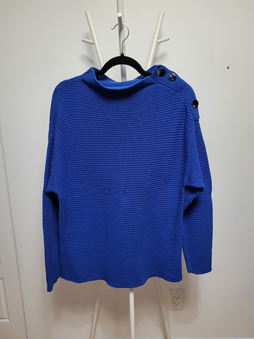 🍂 A MTL 1980 Royal Blue Ribbed Shoulder Button Sweater XL
